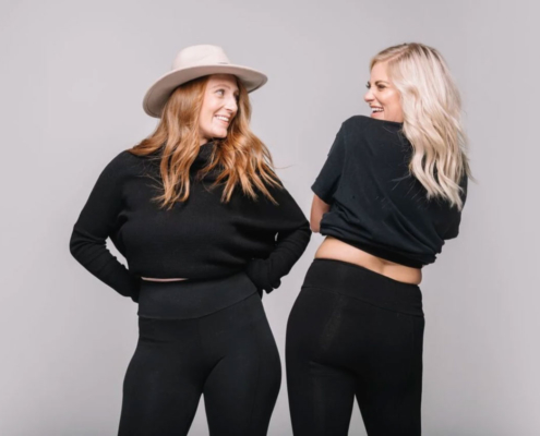 two tall women wearing megan reilly clothing for tall women